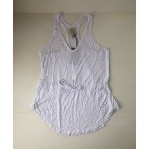 NWT CHASER Basic White V-Neck Waist Tie Racerback Comfy Tank Top Size Medium